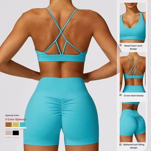 Ensemble de sport 2 pièces personnalisé avec logo 2026 pour femme : Soutien-gorge de sport sans coutures et Legging taille haute – Tenue de sport active - Product Image 2