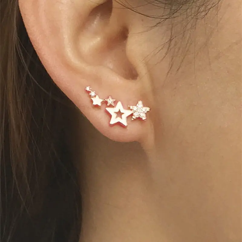 Boucles d'oreilles en étoile or pour femmes, bijoux Simple et brillant, or Rose, à la mode, nouveau