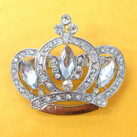 Grande broche couronne en or avec strass 47mm X 55mm à utiliser pour bouquet de mariage ceinture de mariée embellissement faveur