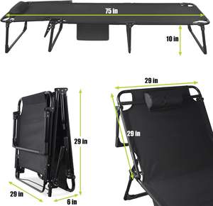 Tumbona Plegable Reclinable para Playa con Respaldo Ajustable en 4 Posiciones, Cama <span class=keywords><strong>de</strong></span> Playa, Silla <span class=keywords><strong>de</strong></span> Sol Reclinable para Camping - Product Image 5