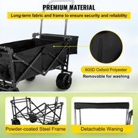 Chariot utilitaire pliable tout-terrain avec auvent amovible, chariot de transport à quatre roues pour le shopping, vente en gros par le fabricant, OEM
