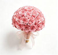 Bouquet de mariée de roses éternelles avec boîte en acrylique, bouquet de roses réelles éternelles, cadeau personnalisé pour mariage ou Saint-Valentin, fleurs séchées