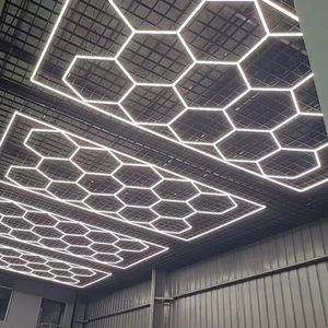 672w <strong>LED</strong> Hexagon Honeycomb <strong>Lights</strong> 6500K 14 Hexagon Garage <strong>Light</strong> with Frame for Auto Beauty <strong>Shop</strong>, Car Detailing <strong>Shop</strong>