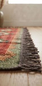 Southwestern Tribal <b>Runner</b> <b>Rug</b> | Handmade Wool Jute Geometric Carpet for Farmhouse Hallway Entryway Bedroom Living Room Decor - Product Image 3