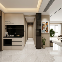 Armoire autoportante mate à portes battantes avec 2 tiroirs, design mi-siècle épuré pour chambre à coucher et appartement, mobilier en gros