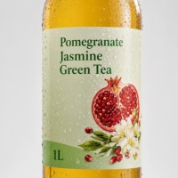 Individuelle Logo Wasserdichte Getränkeetiketten-Rolle für Granatapfel-Jasmin-Grüntee Verpackungsaufkleber Synthetische Papieretiketten