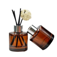 Diffuseur de parfum rond en bois de luxe, couleur ambre, sans alcool, fait main, pour décoration intérieure, bouteille vide, logo personnalisé, désodorisant d'ambiance