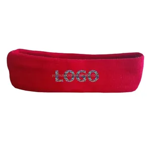 Kustom logo merah sporthead band terry kain rumah dan luar ruangan pita penahan keringat elastis untuk kepala