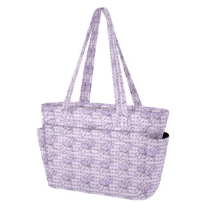 Sacs à bandoulière matelassés en polyester pour femmes, motif fleur violette, sacs fourre-tout grande capacité, sacs à main Palaka personnalisés pour femmes - Product Image 6