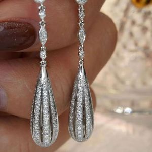 Pendientes de Lágrima Largos de Oro de 18K con Diamantes de Xinfly, Joyería Fina para Mujer, Novia, Compromiso, Boda - Product Image 5