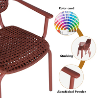 Fauteuil de salle à manger d'extérieur Ampla JS1013C en aluminium rouge brique avec cadre en corde tressée, écologique, coussin en mousse haute densité, design moderne