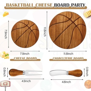 Tabla de quesos de doble cara con forma de balón de baloncesto, creativa, de madera, para pizza - Product Image 4