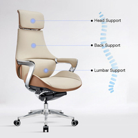 Haut dossier exécutif patron PDG directeur chaise de bureau confortable Base en aluminium en cuir véritable hauteur réglable chaises d'ordinateur