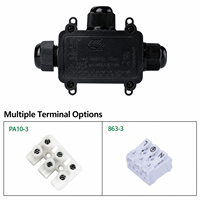 Boîtier de jonction étanche extérieur M686-3A IP68, connecteur en T à 3 voies 450V 24A avec borne PA10-3 pour éclairage marin