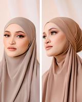 Hijab instantané sans repassage ni épingles avec voile intégré, facile à porter pour femme musulmane