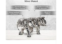 Ensemble de 2 figurines décoratives éléphants Vastu Trunk up, plaquées argent antique, faites à la main, pour la maison, le bureau, cadeau de mariage Vastu