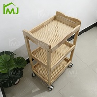 Chariot de rangement mobile de luxe en bois à 4 roues pour salon de beauté à vendre