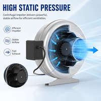 Ventilateur centrifuge en ligne à faible bruit, ventilateur d'évacuation métallique, souffleur de ventilation haute pression, ventilateur de surpression d'air, ODM OEM AC 220V-240V