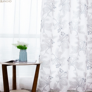 Nouveau design 100% polyester imprimé floral rideaux légers transparents rideau personnalisé pour le salon - Product Image 4