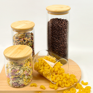 Luxury Customizable Eco-Friendly Kitchen Food Storage <strong>Container</strong> <strong>Set</strong> with Borosilicate Glass <strong>Jars</strong> and Bamboo Lids - Product Image 2