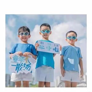 Camisa de manga corta de color Sky Candy para niños, ropa de algodón para actividades de jardín de infantes, talla 100-160 - Product Image 1