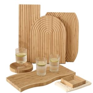 Nordic Water Ripple Beech Bamboo Wooden Wave Design Home Decoration <b>Perfume</b> Candle <b>Tray</b> Coffee Tea Bread Food Serving <b>Trays</b> - Product Image 1