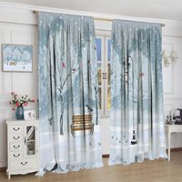 Rideaux de Noël personnalisables avec motifs d'arbres de Noël et de paysages enneigés, pour chambre et salon, 2 panneaux, décoration intérieure
