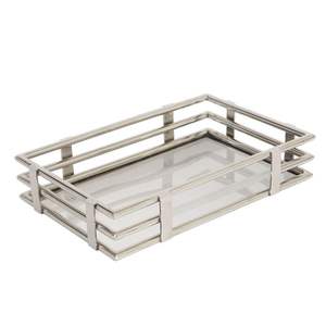 Plateau de service en métal ovale en cuivre, plateaux décoratifs en acier inoxydable martelé pour fruits et thé avec poignées en or provenant de l'inde - Product Image 6