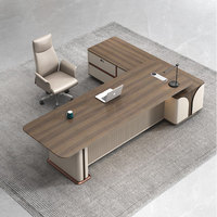 Scrivania Direzionale a L Moderna in Legno con Armadietto e Cassetto per Ufficio CEO e Manager