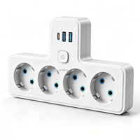 Multiprise murale Schuko UE en gros pour usine, 4 prises CA avec 1 Type-C et 2 USB-A, adaptateur secteur pour la maison, le bureau et les voyages
