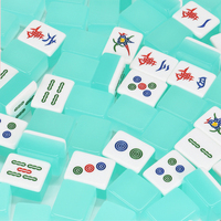 Série Clear Jelly - Kit de Mahjong en acrylique style Guangdong - Tuiles en cristal résistantes à l'usure - Impression personnalisée acceptable pour les jeux d'échecs