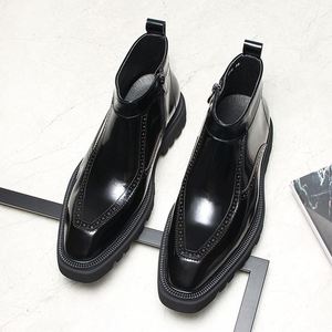 Chaussures en cuir pour hommes, style business décontracté, semelle épaisse, antidérapantes, résistantes à l'usure, design tendance, polyvalentes, pour usage quotidien et formel - Product Image 1
