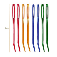 Aiguille à tricoter à pointe courbée de 7,0 cm à grand trou, à extrémité émoussée, en aluminium, pour fils épais et laine