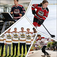 Maillot de hockey sur glace personnalisé imprimé par sublimation, manches longues, respirant, anti-humidité, polyester, uniforme d'équipe OEM ODM