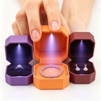 Boîte à bijoux en papier personnalisée à prix de gros, violet, orange, bordeaux, avec lumière, pour petites entreprises