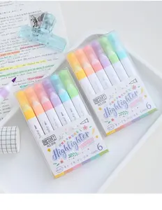 Sevimli sabit set vurgulayıcı işaretleyici kalem çizim küçük miktar kabul özel floresan kalem renkli kırtasiye seti