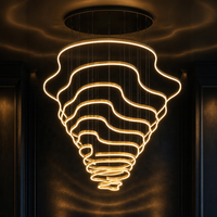 Lustre LED moderne et personnalisable Senfey à hauteur réglable, couleur personnalisable pour hall d'hôtel, escalier, foyer