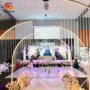 SMOOTH Wedding Reception Stage Backdrop Aisle Decoration Backdrop Led Light Hanging Crystal <b>Beads</b> <b>Curtain</b> Metal Arch Stand - Product Image 1