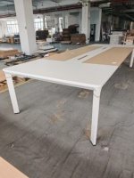 Table de réunion longue moderne pour bureau commercial, modulaire, avec plateau en triamine, pieds en métal, grande table de conférence
