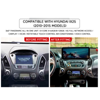 Reproductor de DVD Portátil para Auto con Pantalla Táctil de 12.3 Pulgadas, GPS, Android Auto, 4+64G, Radio para Auto, WiFi, Carplay Inalámbrico para Hyundai LX25 2010-2015