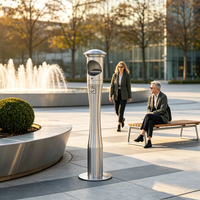 Cendrier vertical en acier inoxydable 201, piliers anti-cendres verrouillables pour aéroports et centres commerciaux