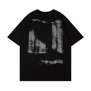T-shirt da uomo 100% cotone con grafica tipografica effetto schizzi di vernice, profondità tattile artigianale, vestibilità rilassata e oversize - Product Image 6