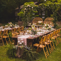 Vente en gros de chaises pliantes en bois brun pour jardin d'événements de mariage en plein air portables chaises en bambou pour mariage
