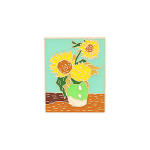 Pin de esmalte metálico personalizado al por mayor pin de solapa de esmalte suave artístico de noche estrellada de girasol de Van Gogh - Product Image 3