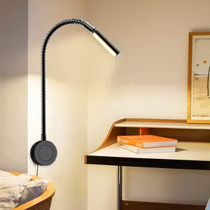 VST LED Desk Lamp Flexible Gooseneck Touch Control Dimmable LED Reading Light With Eye Care Lamps For Office Metal Silver DC 12V
