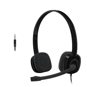 Logitech Headset H151 Asli dengan Mikrofon, Headset untuk Pekerjaan Kantor dan Pelatihan On-Line