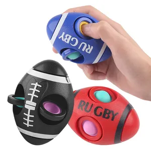 EE510 Stress Relief Spinning Toys Mini Silicone Rotating Football Frenzy Rugby Bubble Sensory Fidget Spinner Toys Balls For Kids