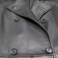 Manteau en cuir souple imperméable pour femme, style décontracté, col en V profond, double boutonnage, ceinture en peau de mouton importée, vente directe usine
