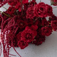 Centre de table floral rouge, boule de fleurs en soie pour mariage, décorations d'allée, toile de fond de bienvenue, arrangements de table
