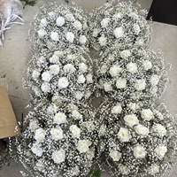 Arrangement de roses artificielles de 60 cm en soie rouge, moderne, de haute qualité, personnalisé, centre de table, décoration de boule de fleurs pour mariage